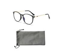 DAZZLUXE Gafas Antiluz Azul Unisex Con Bolsa de Almacenamiento Gris - Filtro de Luz Azul, Gafas de Ordenador Redondas, Oro Negro