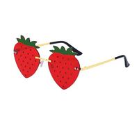 DAZZLUXE Gafas de sol de fresa, gafas de sol sin bordes, gafas de sol para mujer, gafas de sol de fresa, gafas de sol personalizadas de moda, gafas de sol divertidas, rojo