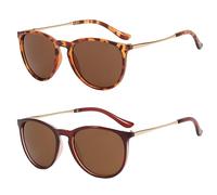 DAZZLUXE Gafas de Sol Polarizadas con Marco Completo - Estampado de Leopardo, Lentes Marrón Claro, Estilo Retro y de Moda para Hombres y Mujeres