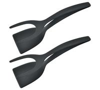 DAZZLUXE Juego de 2 espátulas reversibles, utensilios de cocina, espátulas de cocina, accesorios antiadherentes 2 en 1, tostadas domésticas, herramienta reversible (negro)