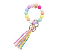 DAZZLUXE Llavero, Porta Llaves de Silicona con Cuentas de Silicona, Pulsera de Perlas de Silicona Creativa, Llavero de Arco Iris, Mini Borla, Colgante para Bolso, Farba, Talla Única