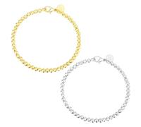 DAZZLUXE Pulseras de Bolas de 4 mm - Plata y Oro de Moda para Mujer - Joyería y Accesorios de Perlas - Regalos para Niñas