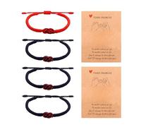 DAZZLUXE - Pulseras de lazo concéntrico, pulseras de cuerda roja y negra, tejidas a mano, ajustables, modernas, para uso diario y regalos de vacaciones (rojo, negro)