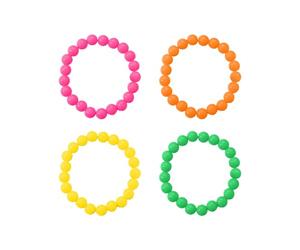 DAZZLUXE Pulseras de Perlas de 4 Piezas - Coloridas y Mágicas para Niños, Plástico, Accesorios de los Años 80, Neón