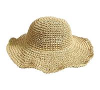 DAZZLUXE Sombrero de paja a la moda, sombrero de sol plegable con ala ancha, verano para mujer, adecuado para playa, Caqui., M