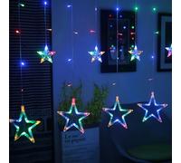 DAZZTIME Guirnaldas Luminosas Estrellas Cortina Luces,138 Led Guirnalda de Luces Interior Estrellas 3.5mx1m,Cortina de Luces para Ventana de Navidad con 12 Estrellas,para el Balcón,Ventana,Pared