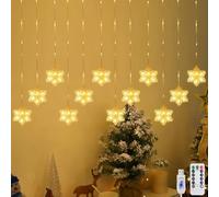 DAZZTIME LED Fairy Lights Snowflakes,3m 204LED Luz de ventana de Navidad para interiores,Cortina Luces de Copo de Nieve,LED Cortina de Luces,Guirnaldas Luces Cortina Copo de Nieve,para Navidad
