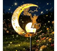 DAZZTIME Luces Solares,Luces Exterior Solar,Luces Solares de Luna para Jardín,Lámpara Solar,Decoración de Jardín con Gato,Exterior Jardin Suelo,para Jardín al Aire Libre,Patio,Balcón,Césped