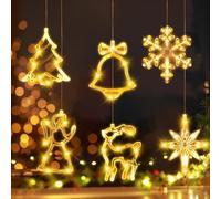DAZZTIME Luz LED para Ventana con Ventosa - 6 Piezas Lámpara Decorativa de Navidad - Luces Colgantes LED para Ventanas