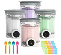 DAZZTIME Recipiente para Helados Ninja Creami,4 Piezas Contenedores para Ninja Creami Pint,Accesorios para Máquina de Helado Serie NC700/NC701,Apto para Lavavajillas,Sin BPA