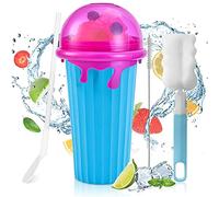 DAZZTIME Slush - Tazza in silicone, per impastare, per smoothie e smoothie, con cucchiaio di cannuccia (blu)