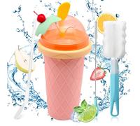 DAZZTIME Slushie Maker Cup Juego de 2 piezas,Frozen Cup,DIY Homemade Quick Frozen Smoothies,Máquina de Granizado,2 In 1 Straw And Spoon,Homemade Smoothie Cups para Niños y Familia