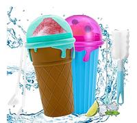 DAZZTIME Slushie Maker Cup Juego de 2 piezas,Frozen Cup,DIY Homemade Quick Frozen Smoothies,Máquina de Granizado,2 In 1 Straw And Spoon,Homemade Smoothie Cups para Niños y Familia