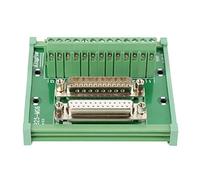 DB25 D-Sub Macho Hembra Placa de Conexión Bloque de Terminales Módulo de Interfaz de Montaje en Riel DIN para Sistemas de Control PLC Verde 91x86x52mm