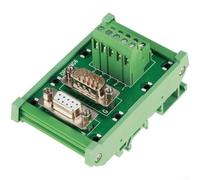 DB9-MG6 - Bloque de terminales DIN interfaz de montaje en carril, módulo con conexión integrada, caja para conectores rectos macho y hembra, distribución de señal, color verde