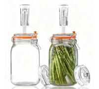 DBAATTZ 2 unidades de 1,5 l de vidrio de fermentación, con ventilador de fermentación y peso, tarros de fermentación con esclusas de aire, para hacer kimchi, mermelada y kombucha