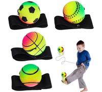DBAILY Bola de saltar con cuerda, 4 unidades, diámetro de 47 mm, bola de retorno de muñeca con banda elástica para niños adultos, fútbol, baloncesto, softbol, béisbol