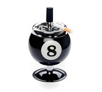 DBAILY Cenicero giratorio, bola de billar estilo con número 8, diámetro de 9 cm, cenicero para exteriores, cenicero con tapa