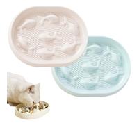 DBAILY - Cuenco antienredos para gatos, 2 unidades, para comer lentamente, doble cuenco para gatos en colores pastel, ultra duradero y fácil de limpiar, ideal para todos los tamaños de gatos