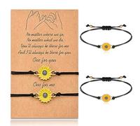DBAILY Pulsera Girasol, 4pcs Pinky Promise Amistad Pulseras Hecho Mano Cuerda Ajustable Regalo de joyería para Pareja Mujeres Graduación Cumpleaños