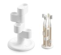 DBAILY Soporte para cepillos de dientes, soporte para cepillos de dientes con cuatro divisiones, estante de almacenamiento multifuncional para cepillo de dientes eléctrico, afeitadora, pinceles de