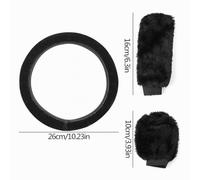 DBAILY Volante y Coche Universal 3 Piezas Fundas, Mullidas con Cubierta de Freno de Mano y Cubierta de Cambio (37-39cm) (Negro)