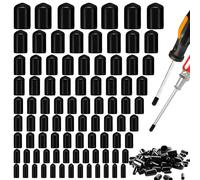 DBALL 220 Tapones de Goma de 10 Tamaños Redondos Tapones para Tornillos Flexibles Tapones De Extremo Multifunción Tapa de Perno para Tubos Redondos de Metal (Negro)