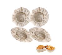 DBALL 4 Piezas Cesta Fermentacion Pan Forro Set Banetones para Pan Lino Forro de Tela para Canasta Ovalos y Círculos para Probar Pan Masa Principiantes Amantes de La Repostería (25 cm)
