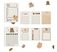 DBALL 8 Posits de Colores Block de Notas Adhesivas a Rayas 7 x 10cm Mini Notas Bonita Oso Tema para Recordatorios Planificads Mensajes Escuela Oficina (400 Hojas)