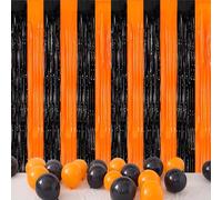 DBALL Cortina Halloween Halloween Decoración De Fondo Para Fiesta Adecuada Para Halloween Fiesta Temática de Baloncesto Decoración de Fiesta de Terror Color Negro Naranja 1 × 2 m