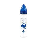dBb Remond Biberon Regular Air 240 ml de cristal - Decoración búho - Chupete NN - Anticólico de silicona - Flujo regular - 1ª edad, 0 a 4 meses - Fabricación francesa - Azul océano