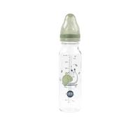 dBb Remond Biberon Regular Air 240 ml de vidrio - Chupete NN - Recién nacido - Anticólico de silicona - Flujo regular - 1ª edad, 0 a 4 meses - Fabricación francesa - Decoración Caracol - Verde Salvia