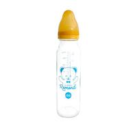 dBb Remond Biberon Regular Air 240 ml de vidrio - Chupete NN - Recién nacido - Anticólico de silicona - Flujo regular - 1ª edad, 0 a 4 meses - Fabricación francesa - Amarillo mostaza