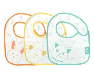 dBb Remond Mes 3 primeros Baberos Bebé, Baberos Bebé Nacimiento, Algodón forrado de plástico, Baberos impermeables Bebé, Recién nacido, Niña y Niño, Cierre de velcro