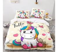 DBEES Juego De Funda Nordica 200X200 Cm Unicornio Lavable En La Lavadora Fundas Nordicas para Cama De 135 Microfibra Funda Nordico 200X200 con 2 Fundas De Almohada 40X75Cm