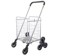 dbest products Cruiser Cart Stair Climber Carrito plegable con ruedas para subir escaleras, para compras, lavandería, cesta multiusos, ligero y compacto, plegable, plateado