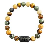 DBHDG Pulsera de cuentas del zodiaco para hombre - Pulsera con peso para hombre con cuentas de piedras naturales, joya de sanación espiritual para regalo (Aries)