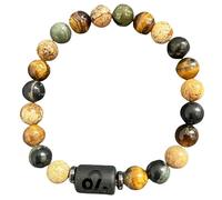 DBHDG Pulsera de cuentas del zodiaco para hombre - Pulsera con peso para hombre con cuentas de piedras naturales, joya de sanación espiritual para regalo (Leo)