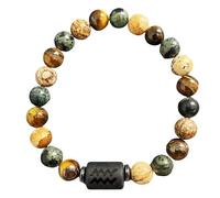 DBHDG Pulsera de cuentas del zodiaco para hombre - Pulsera con peso para hombre con cuentas de piedras naturales, joya de sanación espiritual para regalo (Acuario)