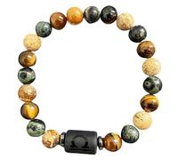 DBHDG Pulsera de cuentas del zodiaco para hombre - Pulsera con peso para hombre con cuentas de piedras naturales, joya de sanación espiritual para regalo (Libra)