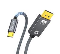 Dbilida Cable USB C Displayport 1.4 3M, certificado VESA USB C DP 1.4 cable 32,4 Gbps, 8 K @ 60 Hz, 4K @ 240 Hz, 165 Hz, 2 K @ 240 Hz, compatible con Thunderbolt 4 3 DP cable para iPhone 15 Serie