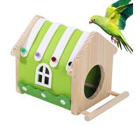 d'Bird - Casa de madera espaciosa con una percha - Casa de para pájaros de interior - para mirlo azul rojo-garganta Loro periquito Dormir Descanso juego de balcón salón