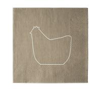 DBKD Servilleta de papel Happy hen 33x33 cm. set de 20 Brown