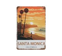 DBKGHIEDHG Letrero de metal vintage con diseño de Santa Mónica California, decoración de baño, guardería, decoración del hogar, arte de pared de baño (20 x 30 cm, I72)