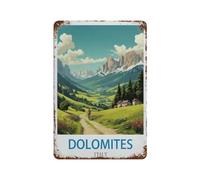 DBKGHIEDHG Póster de viaje vintage de Dolomites Italia, letreros de estaño, divertido letrero de metal vintage, arte de pared, pub, bar, cocina, jardín, baño, decoración del hogar (20 x 30 cm, E25)