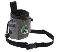 DBOO Bolsa de golosinas para perros, bolsa de entrenamiento para perros con bolsillos laterales, clip para cinturón y cierre de cordón para pasear perros y uso al aire libre, diseño compacto gris