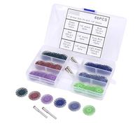 DBOO Kit de 66 discos de cerdas radiales de 1 pulgada con vástago de 1/8 pulgadas y 3 mm, grano mixto 80# 120# 220# 400# 600# 1000# Kit surtido de ruedas de pulido para herramienta giratoria