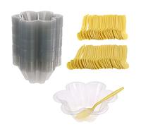 DBOO Tazas de postre de 8 onzas con cucharas, paquete de 50 cuencos pequeños transparentes para servir para Sundae, Parfait, fruta, pastel de fresa