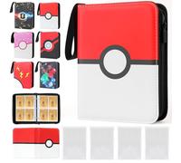DBPBToU Álbum Cartas para 400 Cartas con 400 Fundas Cartas, Album para Poke X, V, Vmax, TAG TEAM, EX, GX, MTG, TCG, Álbum impermeable de Cuero PU con Cremallera (Círculo)