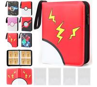 DBPBToU Álbum Cartas para 400 Cartas con 400 Fundas Cartas, Album para Poke X, V, Vmax, TAG TEAM, EX, GX, MTG, TCG, Álbum impermeable de Cuero PU con Cremallera (Llamas)